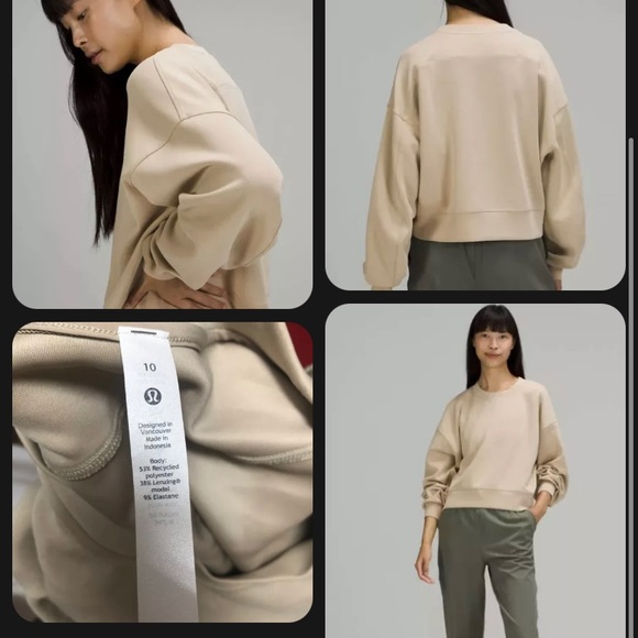 LULULEMON PERFECTLY OVERSIZED CROPPED CREW-TRENCH - Picture 3 of 13
